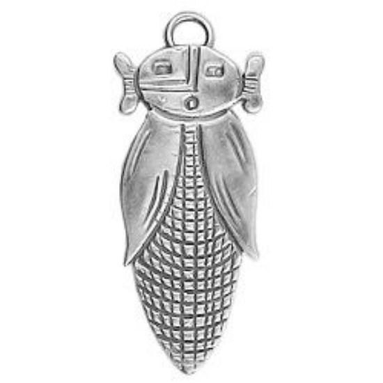 Picture of Sterling Silver Left Looped Corn Maiden Charm Machine Cast 37.5x15.5