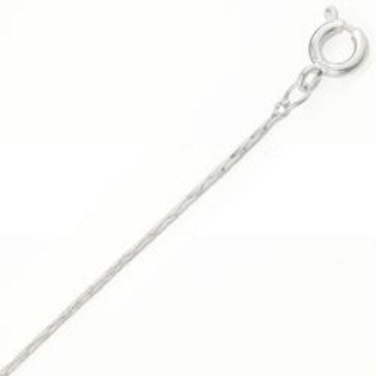 Picture of Silver Plated Flat Cobra Chain 1.3mm 20". IMPORTED ECONOMY QUALITY CHAINS: DUE TO THE PRICE, THIS ITEM VARIES IN LENGTH AND SIZE, NO REFUNDS OR EXCHANGES.