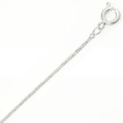 Picture of Silver Plated Flat Cobra Chain 24 Inch x 1.3mm. IMPORTED ECONOMY QUALITY CHAINS: DUE TO THE PRICE, THIS ITEM VARIES IN LENGTH AND SIZE, NO REFUNDS OR EXCHANGES.