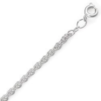 Picture of Silver Plated Rope Chain #260 3mm 20". IMPORTED ECONOMY QUALITY CHAINS: DUE TO THE PRICE, THIS ITEM VARIES IN LENGTH AND SIZE, NO REFUNDS OR EXCHANGES.
