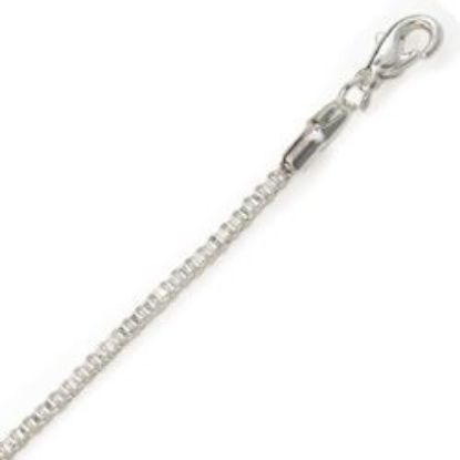 Picture of Silver Plated Box Chain 2mm 24". IMPORTED ECONOMY QUALITY CHAINS: DUE TO THE PRICE, THIS ITEM VARIES IN LENGTH AND SIZE, NO REFUNDS OR EXCHANGES.
