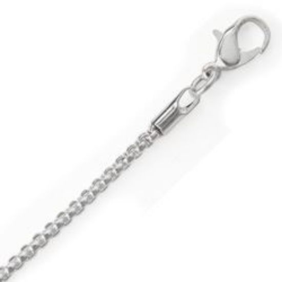 Picture of Silver Plated Box Round Chain 2.4mm 18". IMPORTED ECONOMY QUALITY CHAINS: DUE TO THE PRICE, THIS ITEM VARIES IN LENGTH AND SIZE, NO REFUNDS OR EXCHANGES.