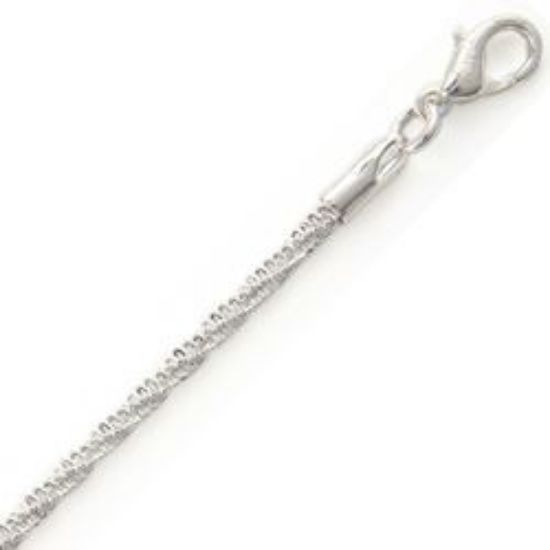 Picture of Silver Plated Diamond Chain 2mm 20". IMPORTED ECONOMY QUALITY CHAINS: DUE TO THE PRICE, THIS ITEM VARIES IN LENGTH AND SIZE, NO REFUNDS OR EXCHANGES.
