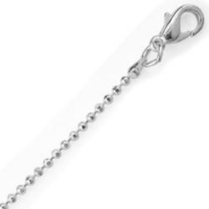 Picture of Silver Plated Bead Chain 1.5mm 20". IMPORTED ECONOMY QUALITY CHAINS: DUE TO THE PRICE, THIS ITEM VARIES IN LENGTH AND SIZE, NO REFUNDS OR EXCHANGES.