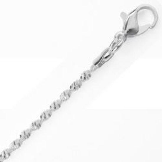 Picture of Silver Plated Diamond Twist Chain 2mm 24". IMPORTED ECONOMY QUALITY CHAINS: DUE TO THE PRICE, THIS ITEM VARIES IN LENGTH AND SIZE, NO REFUNDS OR EXCHANGES.