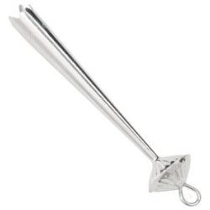 Picture of Sterling Silver Bolo Tip With Loop Long 12mm #4L. Fits: 4 & 6 Ply Cords.