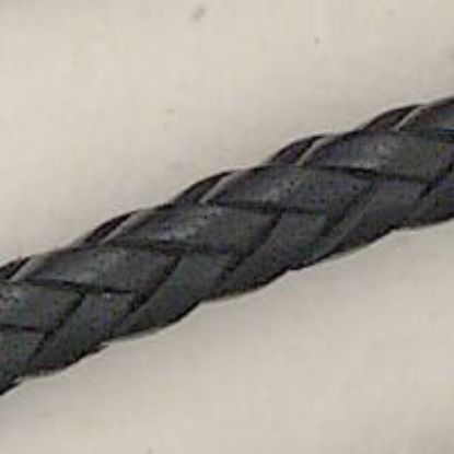 Picture of Handmade Flat Back - Black Leather Bolo Cord, 8 Ply, 40" Length, Approx. 7.5-8mm Thick