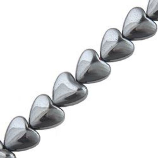 Picture of Hematine Puffed Heart 6mm 16" Strand