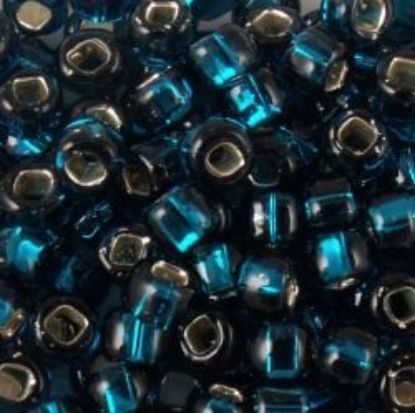 Picture of Size 6 Japanese Seed Beads, Silver-Lined Dark Teal (#17B), Approximately 25 Grams