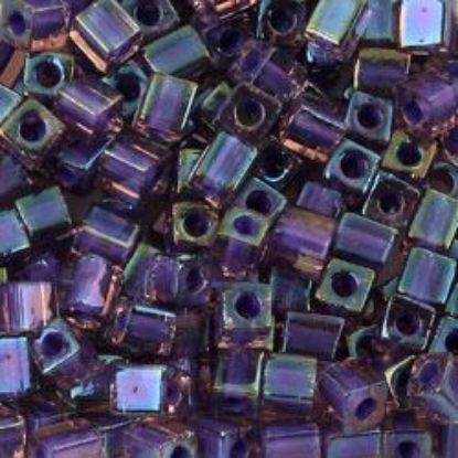 Picture of Square 3x3mm Seed Bead, Grape Color-Lined Purple #384, Approximately 25 Grams