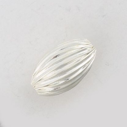 Picture of Silver Plated Corrugated Melon Beads, 8x14mm 0.067" Hole<br />10 ~        Beads
