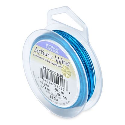 Picture of Silver Plated Peacock Blue Artistic Wire 22ga 10 yards