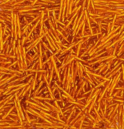 Picture of Silverlined Dark Yellow Twist Bugle Beads 25mm<br />Approximately 50 Grams