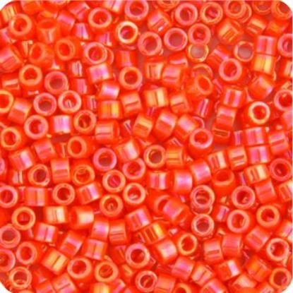 Picture of Miyuki Delica Size 11 Seed Beads, Orange Opaque Aurora Borealis