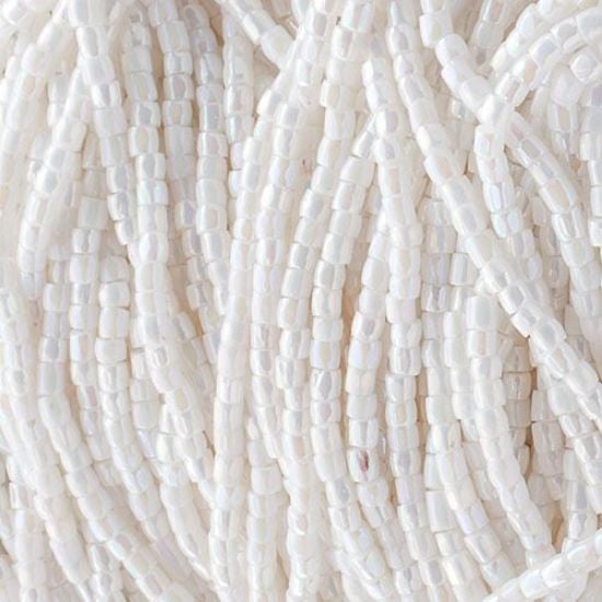 Picture of 3-Cut Size 9/0, Preciosa Czech Seed Bead, Opaque White Rainbow, Sold by the Hank