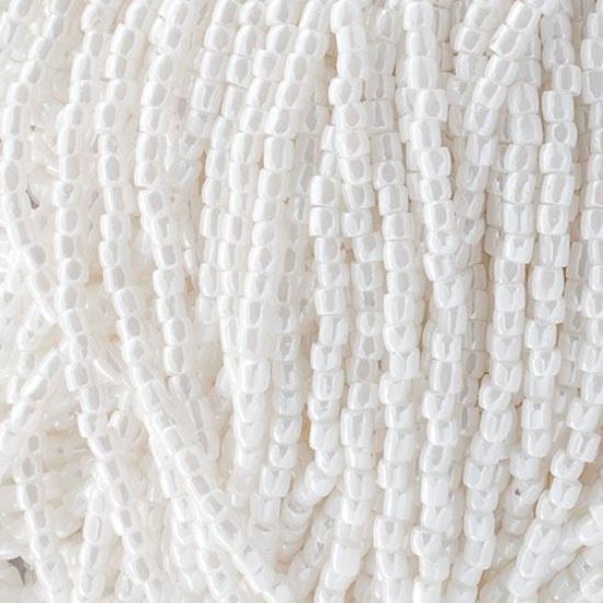 Picture of 3-Cut Size 9/0, Preciosa Czech Seed Bead, Opaque White Luster, Sold by the Hank