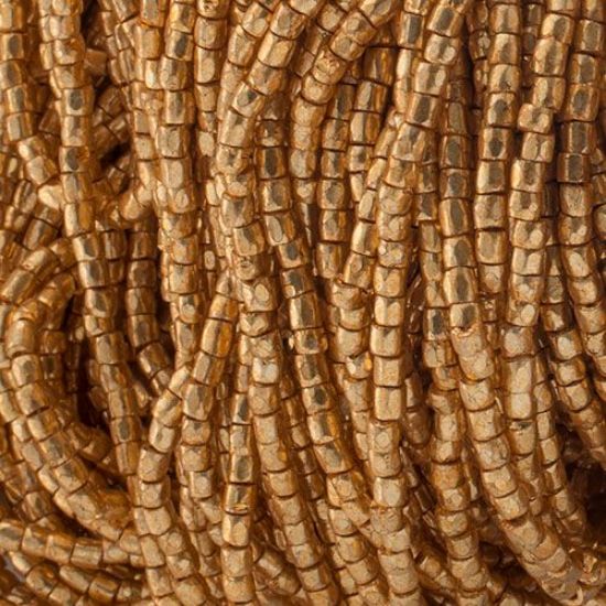 Picture of 3-Cut Size 9/0, Preciosa Czech Seed Bead, Opaque Gold Metallic, Sold by the Hank