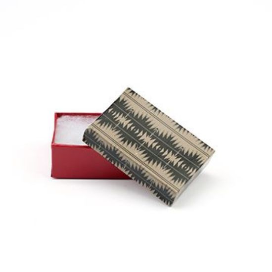 Picture of Tan, Black and Red Cotton Filled Gift Box 2 5/8 x 1 1/2 x 1 Inch