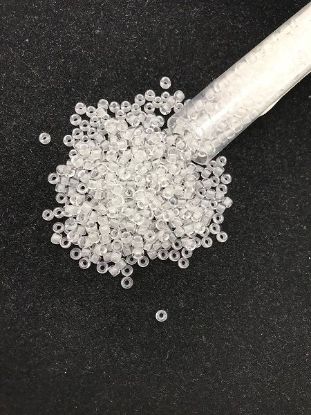 Picture of Size 8 Japanese Seed Beads, Crystal/Bright Blue Glow in the Dark (#2711), Approximately 25 Grams