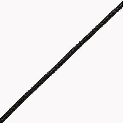 Picture of Handmade Flat Back - Black Leather Bolo Cord, 8 Ply, 48" Length. Approx. 7.5-8mm Thick.