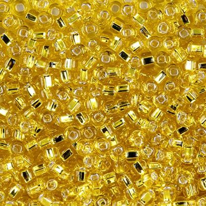 Picture of Size 8 Japanese Seed Beads,Silver-Lined Yellow (#6), Approximately 25 Grams