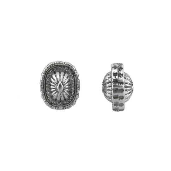Picture of Silver Plated Light Concho Bead 11x14mm , Sold per pkg of 20 beads