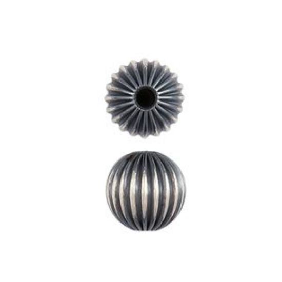 Picture of Sterling Silver Navajo Pearl Style by JCK, 7mm Round Corrugated Bead