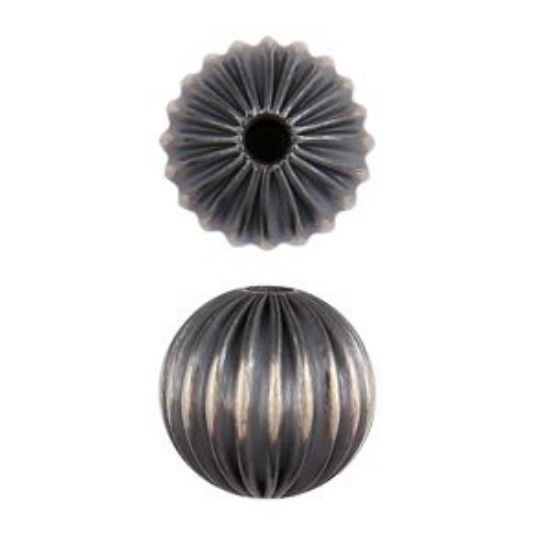 Picture of Sterling Silver Navajo Pearl Style by JCK, 10mm Round Corrugated Bead