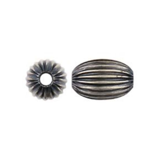 Picture of Sterling Silver Navajo Pearl Style by JCK, 6x9mm Melon Corrugated Bead