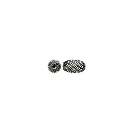 Picture of Sterling Silver Navajo Pearl Style by JCK, 5x8mm Corrugated Melon Bead, Double lined.