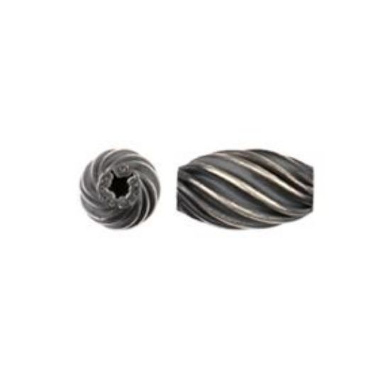 Picture of Sterling Silver Navajo Pearl Style by JCK, 5x 8mm Corrugated Large Twist Bead