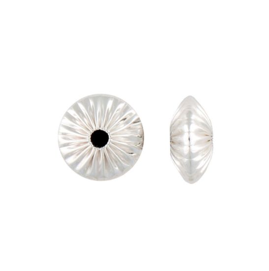 Picture of Sterling Silver Corrugated Rondelle Bead, ID 1.6mm, 4.1x8.3mm