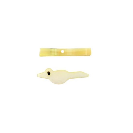 Picture of Mother of Pearl Yellow, Top Drilled Bird, 10 pieces, Approximately 3x13mm