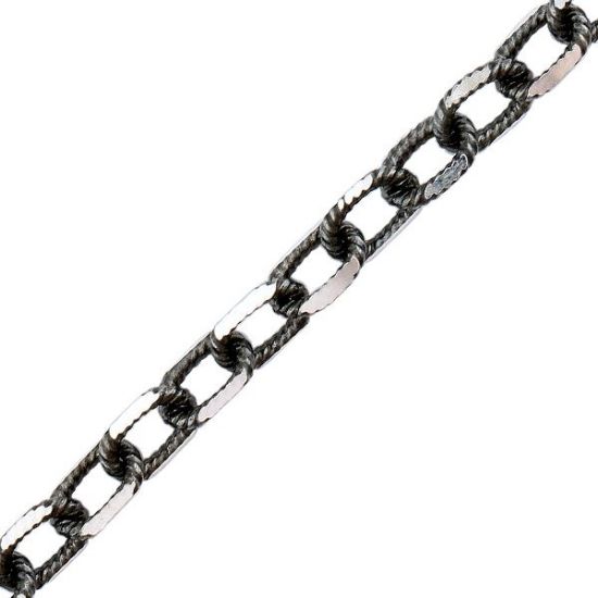 Picture of Sterling Silver Diamond Cut  Oxidized Cable Chain ,6.4mm, 22" Length