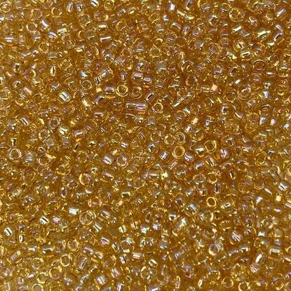 Picture of Size 11 Japanese Seed Beads, Transparent Topaz Aurora Borealis (#251A), Approximately 25 Grams
