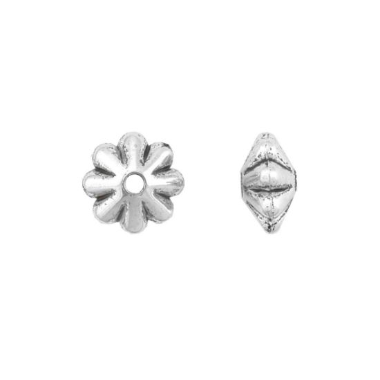 Picture of Silver Plated, 7mm, Oxidized Daisy Bead. 100 beads