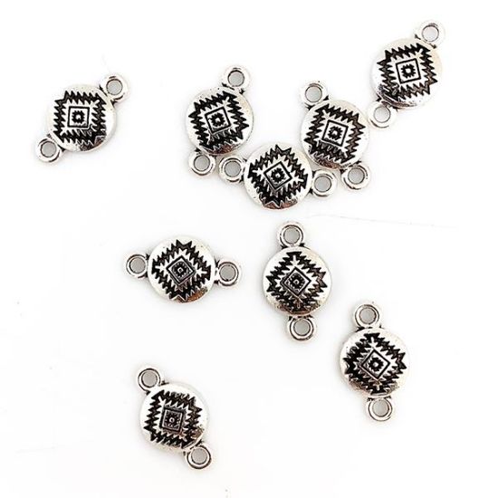 Picture of Silver Plated Rug Pattern Concho Link, 10mm, 10-pieces per Pkg