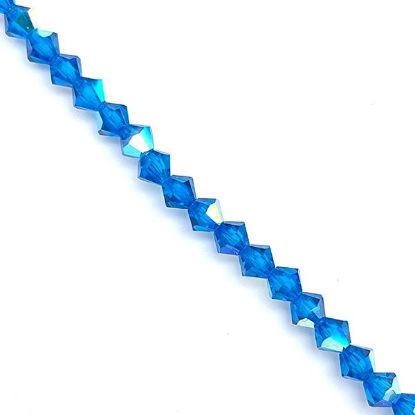 Picture of Preciosa Bi-Cone, Capri Blue Aurora Borealis Glass 4mm Beads, 5" Strand