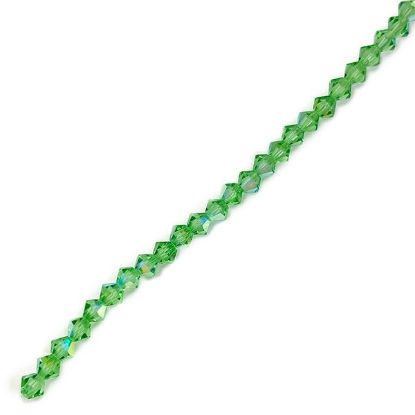 Picture of Preciosa Bi-Cone, Peridot Aurora Borealis Glass 4mm Beads, 5" Strand