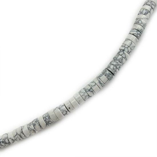 Picture of Block White Howlite Heishi Beads, 6mm, 15" Strand