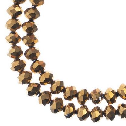 Picture of Crystal Lane 6x8mm Opaque Gold Iris Rondelle, 2 Strand 7" Strands