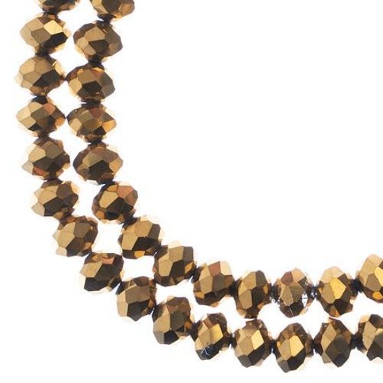 Picture of Crystal Lane 6x8mm Opaque Gold Iris Rondelle, 2 Strand 7" Strands