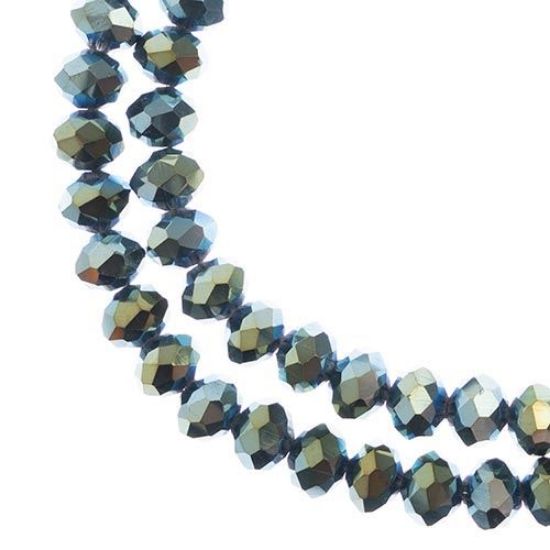 Picture of Crystal Lane 6x8mm Opaque Green Iris Rondelle, 2 Strand 7" Strands