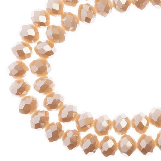 Picture of Crystal Lane 6x8mm Opaque Light Campagne Luster Rondelle, 2 Strand 7" Strands