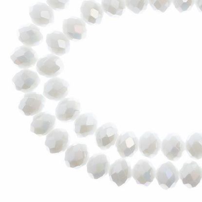 Picture of Crystal Lane 6x8mm Opaque White Aurora Borealis Rondelle, 2 Strand 7" Strands