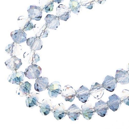 Picture of Crystal Lane 6x8mm Transparent Rose Green Luster Rondelle, 2 Strand 7" Strands
