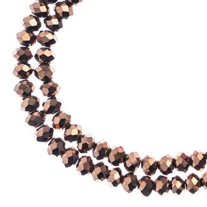 Picture of Crystal Lane 3x4mm Opaque Copper Iris Rondelle, 2 Strand 7" Strands