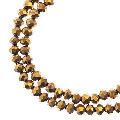Picture of Crystal Lane 3x4mm Opaque Gold Iris Rondelle, 2 Strand 7" Strands