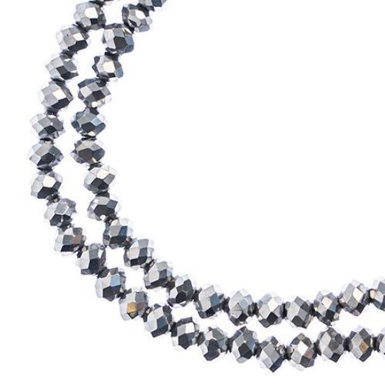 Picture of Crystal Lane 3x4mm Opaque Silver Iris Rondelle, 2 Strand 7" Strands