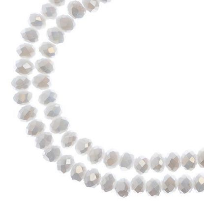 Picture of Crystal Lane 3x4mm Opaque White Aurora Borealis Rondelle, 2 Strand 7" Strands
